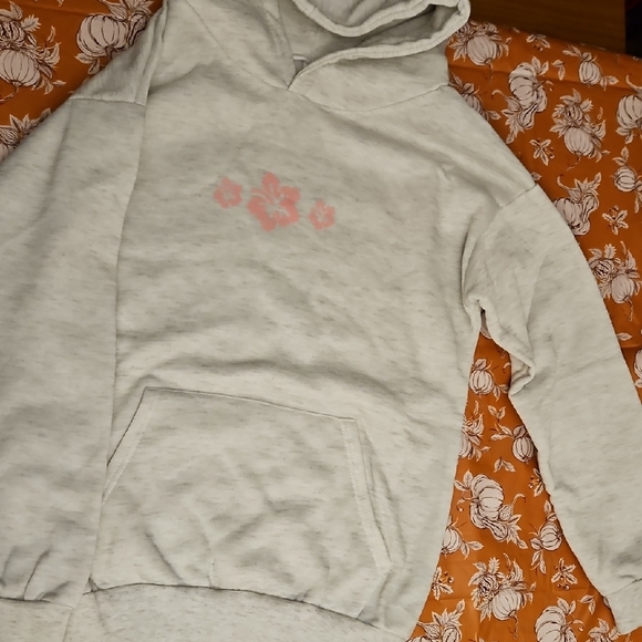 SHEIN Sweaters - NWOT Gray Hoodie with Pink Floral Design